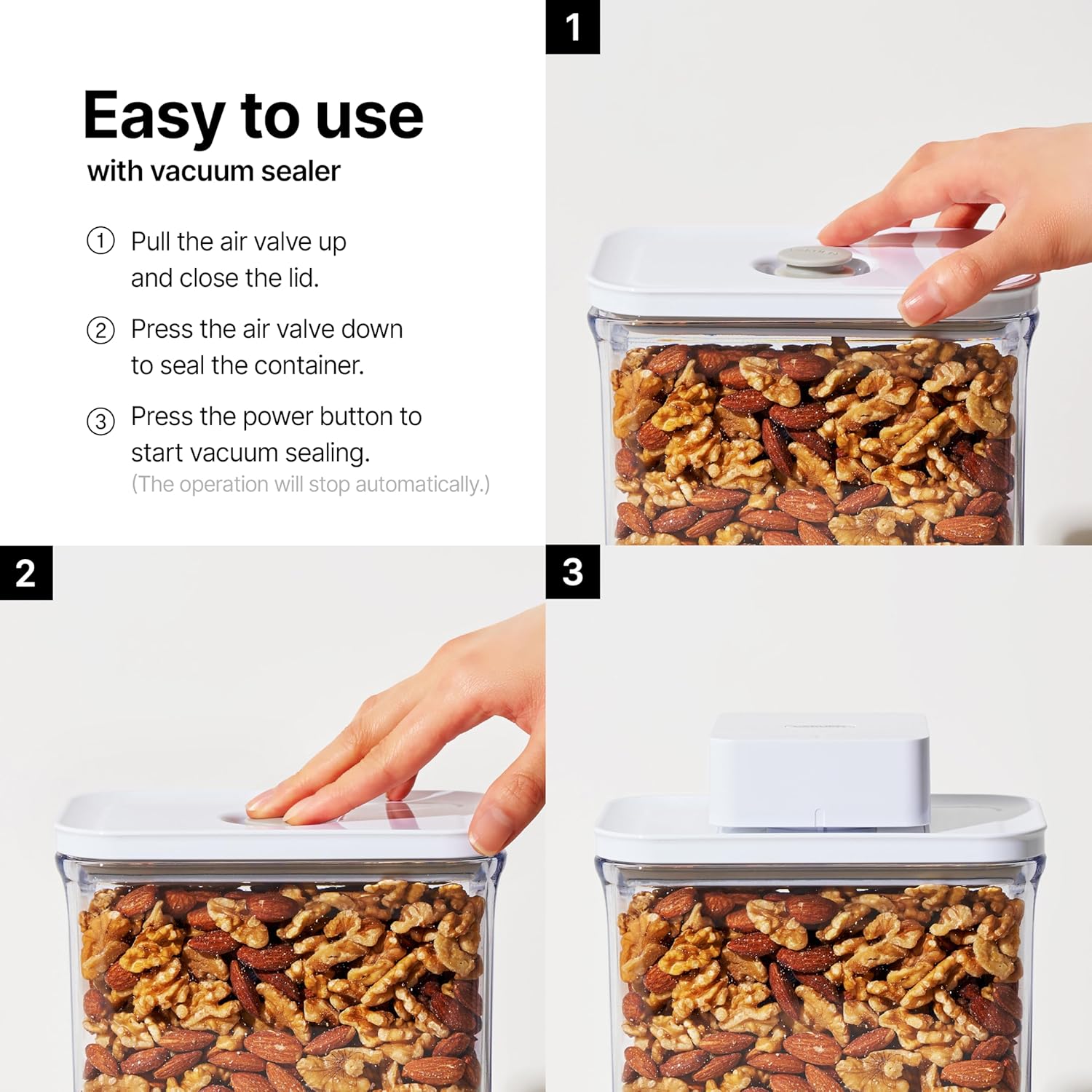 VAKUEN Premium Airtight Food Storage Containers, Mini Rectangular 2pc/set(0.53qt), Smart One-Click Seal Lid, No Hinges, 100% Leak Proof, BPA-FREE, Dishwasher, Freezer & Microwave Safe