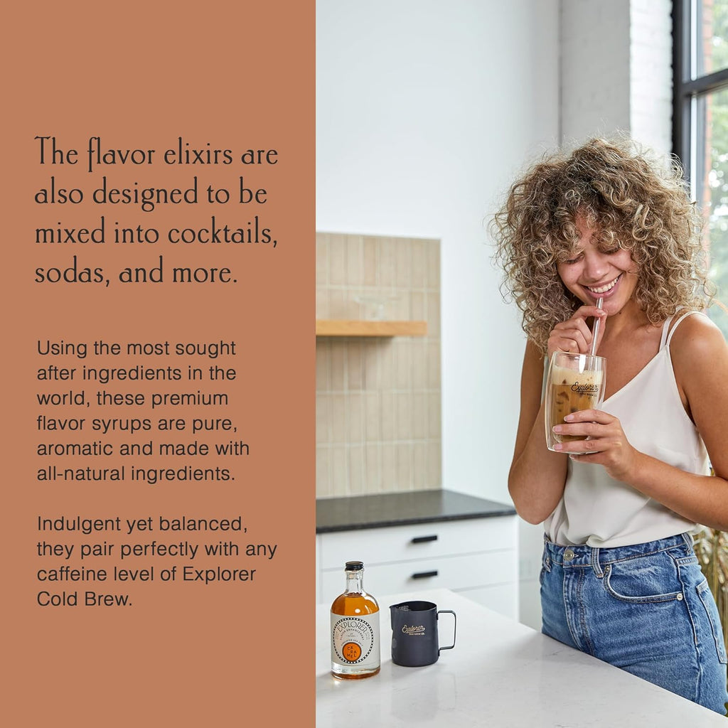 Explorer Vanilla Coffee Syrup Flavor, All Natural Gluten Free Flavoring for Drinks, Lattes, Cocktails & Shakes, 12.7 fl oz