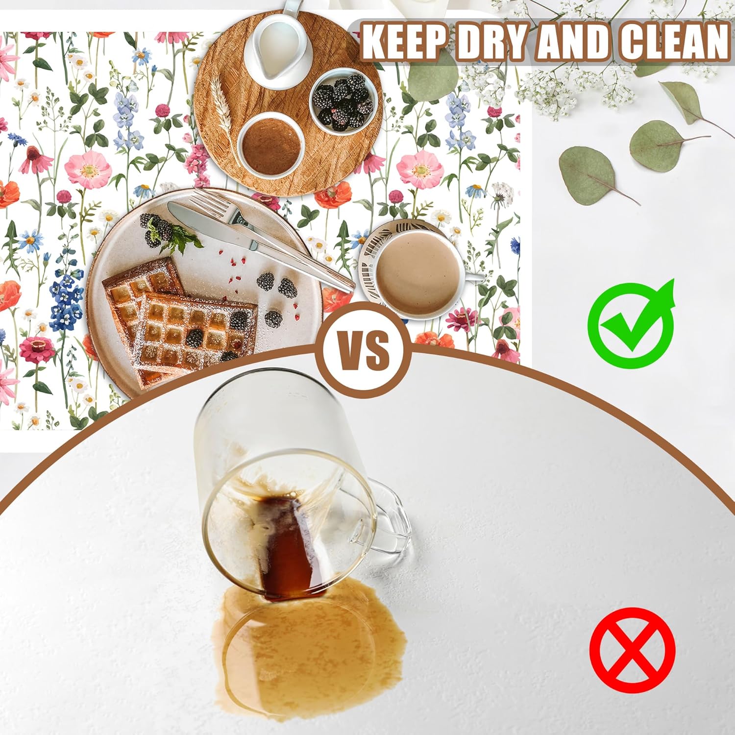 Watercolor Flowers Coffee Mat Absorbent Dish Drying Mat for Kitchen Counter Hide Stain Rubber Backed Coffee Bar Accessories Fit Under Espresso Machine Dish Rack 15.7 x 23.6 Inch