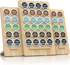 Bamboo K-Cup Holder Display Set of 3 – 44 Cup Capacity Coffee Pod Organizer Stand for Keurig, No Assembly Required, Stylish Kitchen Counter Coffee Station Organizer for Home & Office