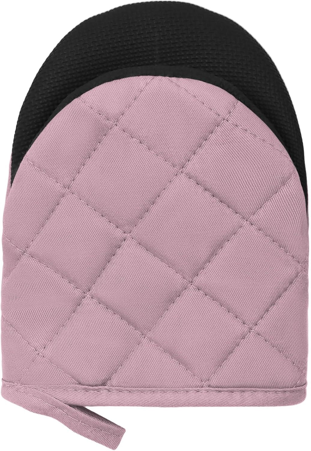 1 Pair Short Oven Mitts, Heat Resistant Silicone Kitchen Mini Oven Mitts for 500 Degrees, Non-Slip Grip Surfaces and Hanging Loop Gloves, Baking Grilling Barbecue Microwave Machine Washable