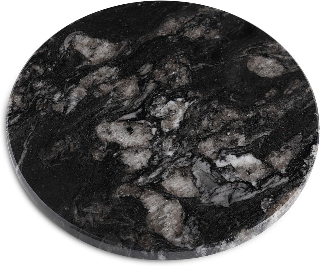 Koville Brazilian Natural Marble Cutting Board for Kitchen, 11" Round Hand Crafted Marble Slab for Cheese, Charcuterie, Pastry Board - Wedding Gift, House Warming Gift(Blue Fantasy)