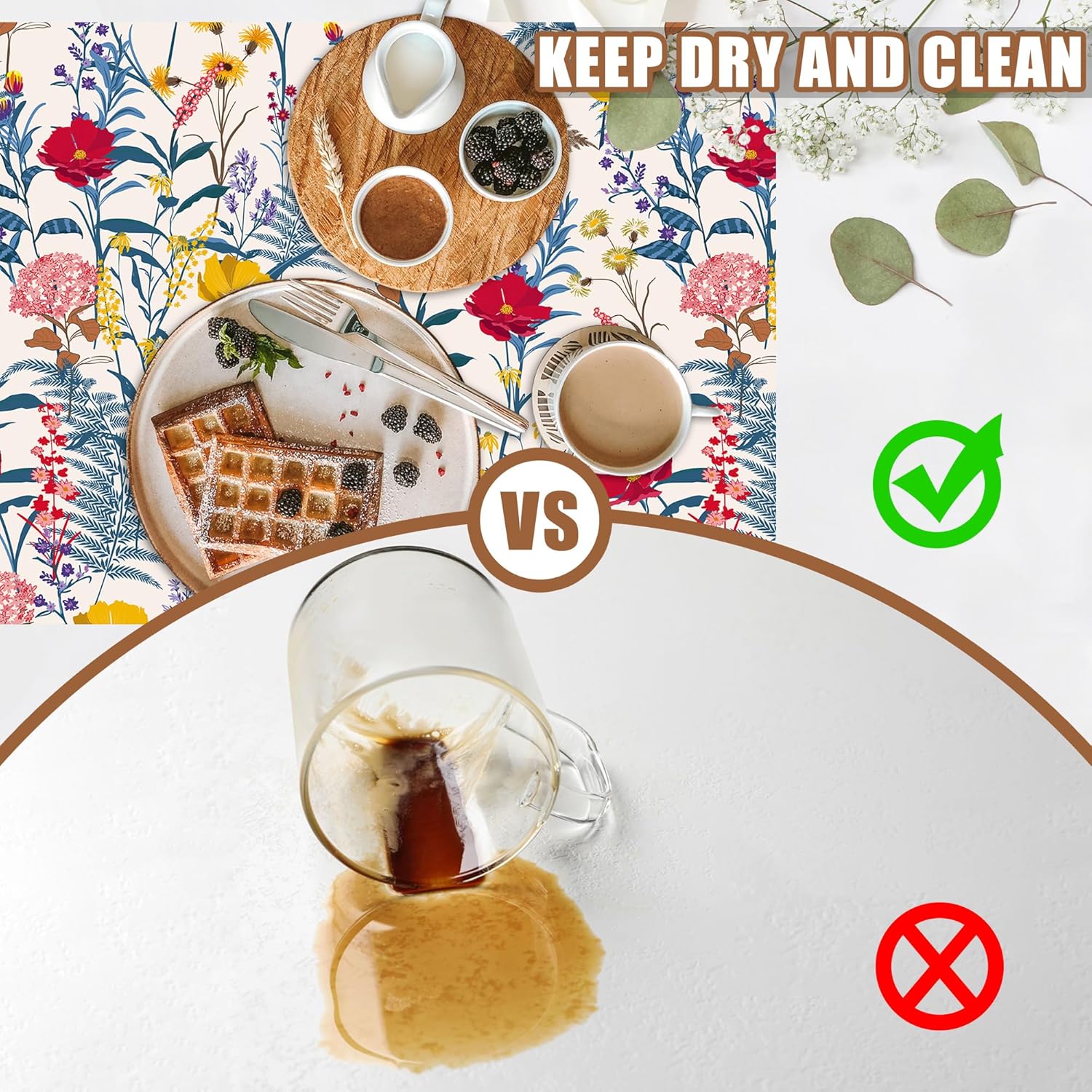 Botanical Dish Drying Mat Spring Flowers Coffee Bar Mat for Countertop Absorbent Rubber Backed Hide Stain Dish Drainer Rack Pad Espresso Machine Cafe Table Dining Room Decor 11.8 x 19.7 Inch