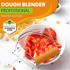 Spring Chef Large Dough Blender For Baking, Professional Dough Cutter Tool, Stainless Steel Puff Pastry Cutter Tool with Sharp Blades, Manual Pastry Blender for Easy Mixing - Dishwasher Safe - Mango