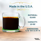 Libbey Clear Glass Coffee Mugs 13 oz. Set of 10, Bulk Pack - Perfect for Coffee, Tea, Espresso, Hot Cocoa, Other Beverages - Green Bottom