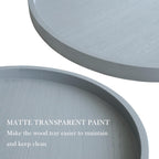 Round Ottoman Table Tray Round-24 - Rustic Wooden Serving Tray for Farmhouse Decorative Oversized Coffee Table Trays Living Room Kitchen Counter Breakfast Grey