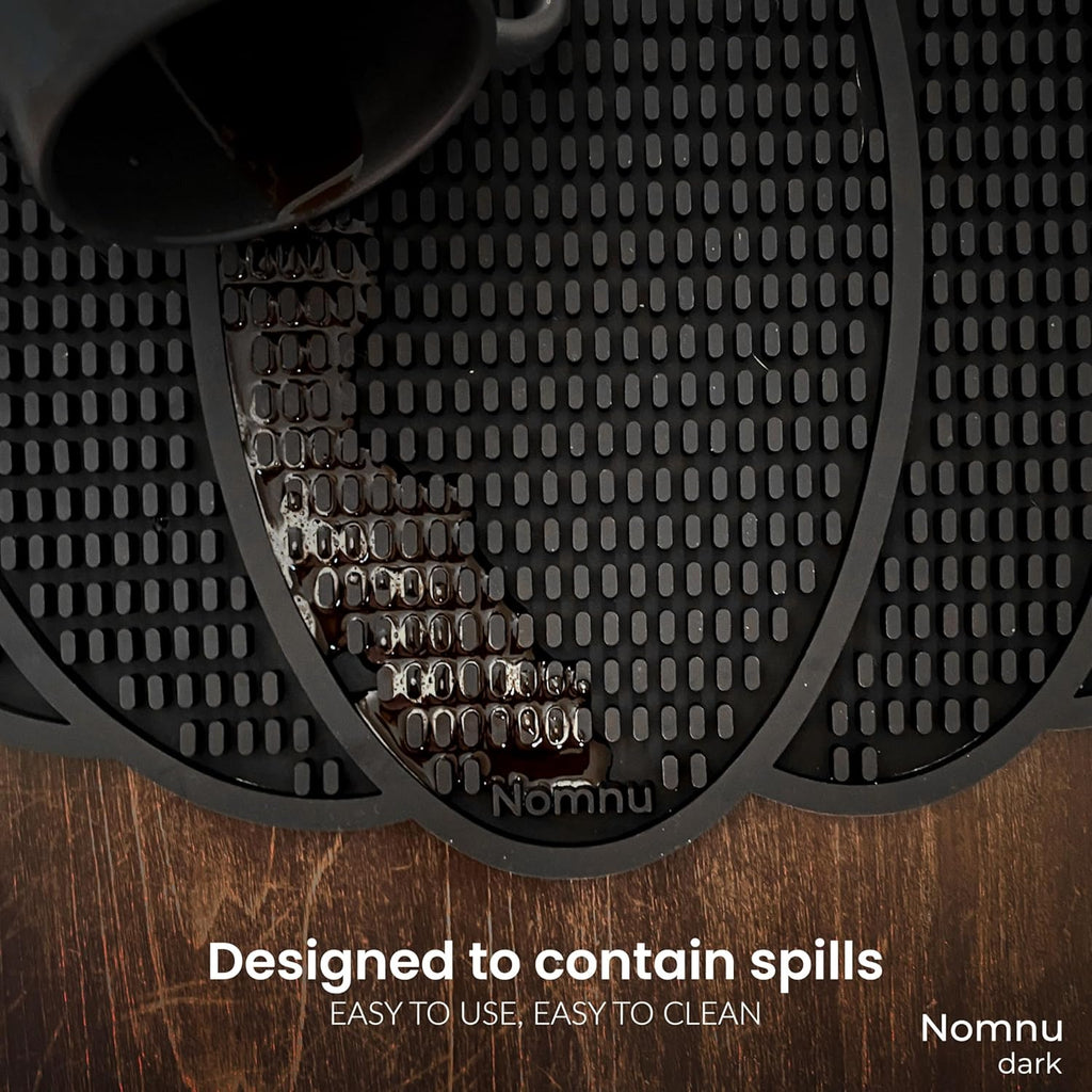 Nomnu Pumpkin Coffee Mat for Countertop - Goth Kitchen Decor - Gothic Coffee Bar Accessories 14.8x13.5 Inch Bar Mat - Spooky Halloween Gifts Non Slip Spill Mat, Black (PCBMB)