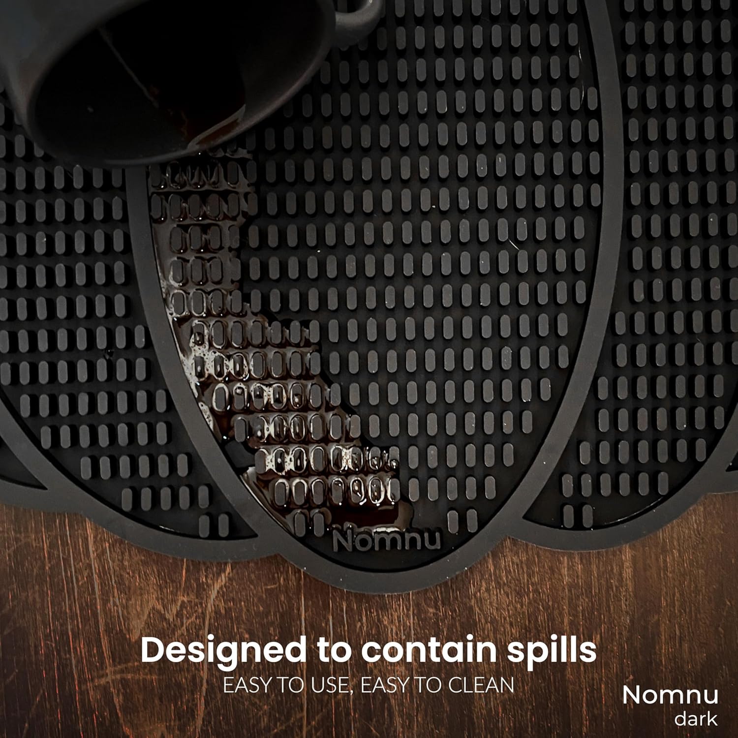 Nomnu Pumpkin Coffee Mat for Countertop - Goth Kitchen Decor - Gothic Coffee Bar Accessories 14.8x13.5 Inch Bar Mat - Spooky Halloween Gifts Non Slip Spill Mat, Black (PCBMB)