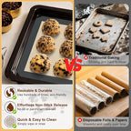 HOTEC Silicone Baking Mats 3 Pack – Non-Stick Reusable Silicone Baking Sheets for Oven – Cookie & Macaron Mats – 2 Half Sheet + 1 Quarter Sheet – BPA-Free, Dishwasher Safe