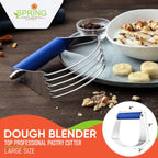 Spring Chef Large Dough Blender For Baking, Stainless Steel Puff Pastry Cutter Tool with Sharp & Thick Blades, Dishwasher Safe Dough Cutter Tool, Manual Pastry Blender for Easy Mixing - Sapphire