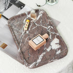 Koville Marble Tray, 12"x8" Marble Vanity Tray for Bathroom Kitchen Countertop, Rectangular Stone Tray for Cosmetics Perfume Trinket, Decorative Catchall Trays (Lilac)