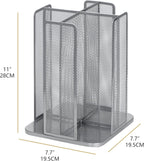 Annova Paper/Plastic Cup and Lid Holder Plastic Storage Organizer, 360°Rotating Coffee Mup Dispenser with 4 Compartments, Multifunctional Storage Rack for Home, Office, Bar, Coffee Shop (Silver)