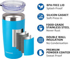 SUNWILL Travel Coffee Tumbler 20 oz, Insulated Mug with Lid, Stainless Steel Cup for Outdoor, Powder Coated Royal Blue