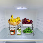 Redrubbit 6 Pack Large (15.7 x 9.4 Inch) Cabinet Storage Shelf Rack, Rustproof Kitchen Counter and Cabinet Shelf, Storage Rack Organizer for Kitchen, Fridge, Bathroom, Black