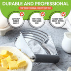 Spring Chef Large Gray Dough Blender For Baking, Heavy Duty Dough Cutter Tool, Stainless Steel Manual Pastry Cutter Tool with Sharp Blades, Dishwasher Safe Pastry Blender for Easy Mixing