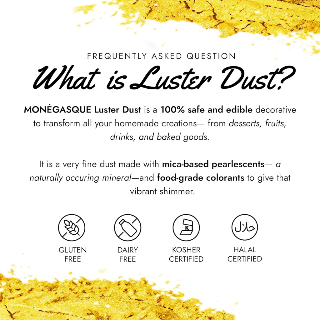 MONÉGASQUE Luster Dust Edible Glitter for Drinks 12 Pcs Set – Best Gift Idea for Bakers – Bakers Gift Set for Cake Decorations – Edible Glitter for Cakes & Cocktails – Cake Decorating Supplies