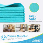 AIDEA Microfiber Cleaning Cloth-50PK, Soft Microfiber Towels for Cars, Absorbent Cleaning Rags, Lint-Free Streak-Free Wash Cloths for House, Kitchen, Window(12in.x12in), Blue