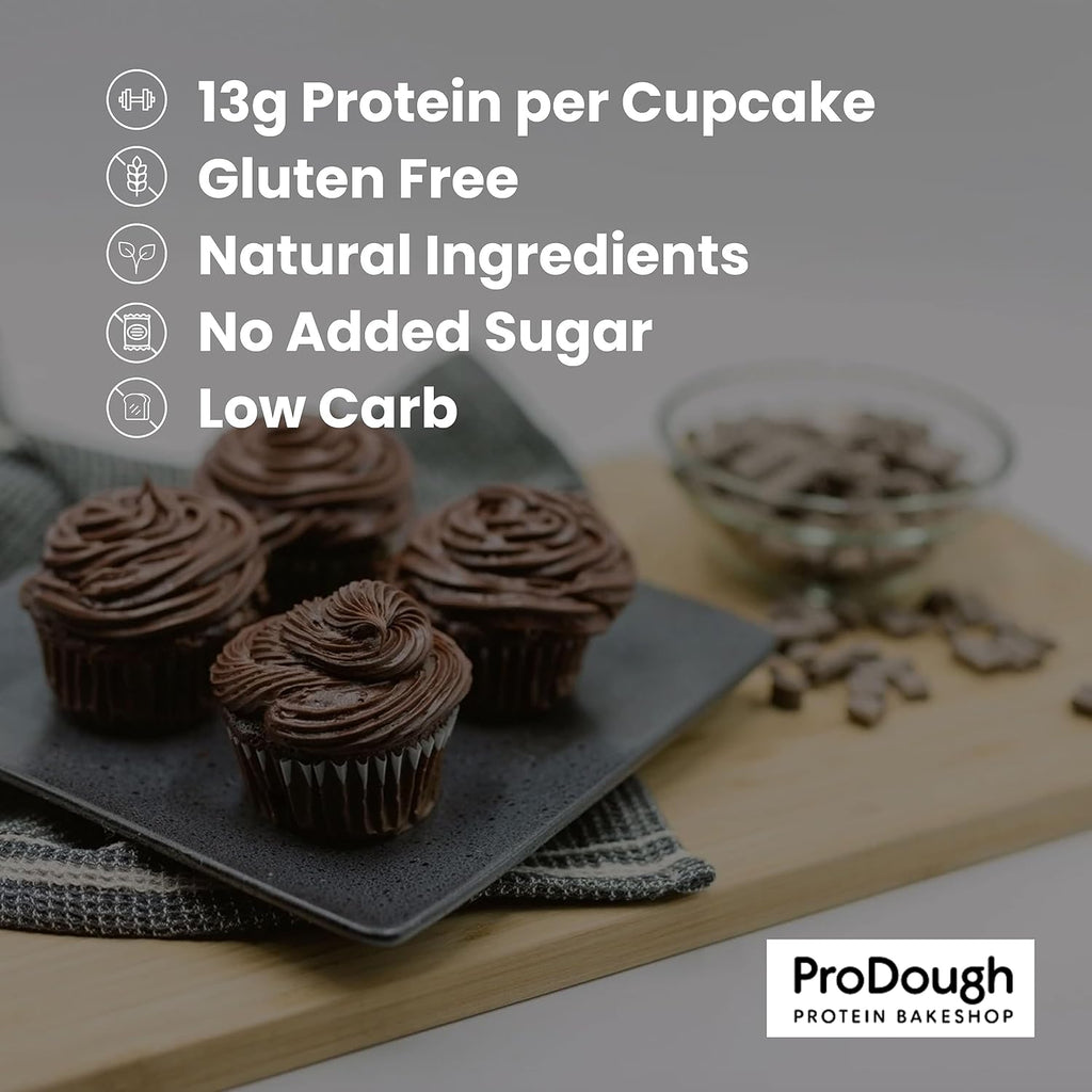 ProDough High Protein- Gluten Free Cupcake Mix, Low Carb, 13g of Protein per Cupcake, No Added Sugars, Keto Friendly, Makes 12, Healthy Dessert (Chocolate)