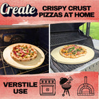 Round Pizza Stone for Oven 16 inch - Large Pizza Stone with Handles, Metal Pizza Peel, Pizza Cutter and Dough Tool - Baking Stone for Oven Bread - Thick Heavy Duty Cordierite Baking Stones