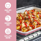 GreenLife Bakeware 18” x 13” Half Cookie Sheet Baking Pan, Non-Toxic PFAS-Free Healthy Ceramic Nonstick, Oven Safe to 450°F, Easy Release, Even Heating, Easy Clean, Pink