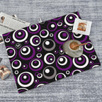 Purple Black White Geometric Circle Pattern Dish Drying Mat for Kitchen Counter, 18x24 inch Absorbent Reversible Microfiber Kitchen Countertop Protector Dishes Drying Pad for Dishes, Sink, Coffee Bar
