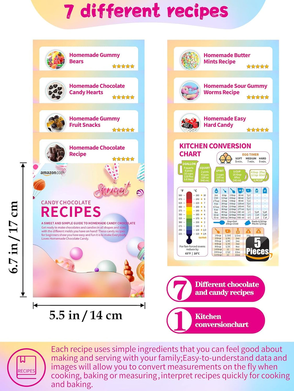 117Pcs Silicone Gummy Bear Molds Kit with 100 Wrappers, 5 Recipe Cards, 4 Droppers & 2 Brushes,Non-Stick Candy Mold for DIY Chocolate, Gummy Bears, Party Favors (Dinosaur, Bear, Fruits, Donut Shapes)