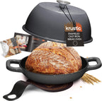 Enameled Cast Iron Dutch Oven for Sourdough Bread Baking | 6 Quart Pot with Lid | 10 Inch Ceramic Enamel Thick Coated Cookware Set with Non Stick Silicone Baking Mat for Cooking (Grey)
