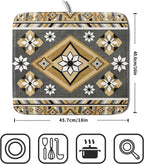 Boho Yellow Gray Aztec Dish Drying Mat for Kitchen Counter,Native American Tribal Aztec Ethnic Boho Style Drying Mat 16 x 18 Inch Microfiber Dish Drying Pad Dish Rack Pad Drainer Mat for Coffee Bar