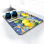 Rubber Dish Drying Mat for Kitchen Counter Large Lemon Washable Quick Home Coffee Pad Fit Under Sink,Bar,Utensils 16x18in