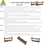 Coat Rack with Shelf, 2 Pack Bamboo Wall-Mounted Coat Hanger with 8 Hooks for Entryway, Hallway, Kitchen, Bathroom, Living Room, Utility Room (Natural)