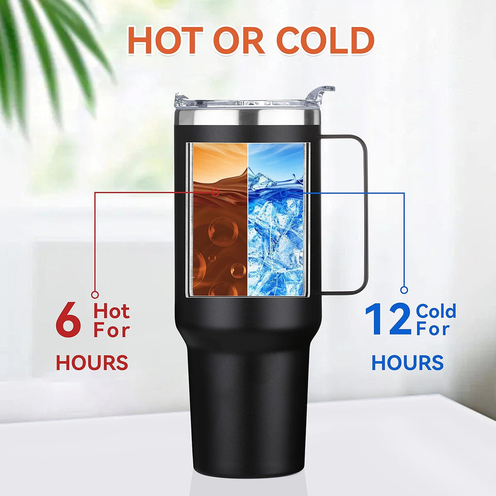 HASLE OUTFITTERS 40 oz Stainless Steel Tumbler with Handle, Vacuum Insulated Tumblers Bulk, Reusable Double Wall Travel Coffee Mug, Durable Powder Coated Water Bottles(Black, 4)