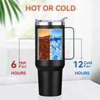 HASLE OUTFITTERS 40 oz Stainless Steel Tumbler with Handle, Vacuum Insulated Tumblers Bulk, Reusable Double Wall Travel Coffee Mug, Durable Powder Coated Water Bottles(Black, 8)