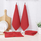 Kitinjoy 100% Cotton Kitchen Dish Cloths, 6 Pack Waffle Weave Ultra Soft Absorbent Dish Towels for Drying Dishes Quick Drying Kitchen Towels Dish Rags, 12 X 12 Inches, Brick Red