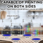 DISCOUNT PROMOS Custom Decorating Mason Jars 12 oz. Set of 100, Personalized Bulk Pack - Glass Jars for Overnight Oats, Candies, Fruits, Pickles, Spices, Beverages - Blue