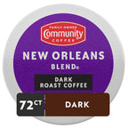 Community Coffee New Orleans Blend 72 Count Coffee Pods, Special Dark Roast, Compatible with Keurig 2.0 K-Cup Brewers, 12 Count (Pack of 6)