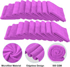 Shimeyao 30 Pcs Edgeless Microfiber Plush Towels for Cars Detailing Drying Wash Polishing Absorbent Cleaning Cloths, 500 GSM, 16 x 16 Inch(16 x 16 Inch,Purple,30 Pcs)