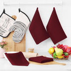 Homaxy 100% Cotton Waffle Weave Kitchen Dish Cloths, Ultra Soft Absorbent Quick Drying Dish Towels, 12 x 12 Inches, 6-Pack, Burgundy