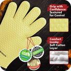 KITCHEN PERFECTION XL Silicone Smoker Oven Gloves for Women -Extreme Heat Resistant BBQ Gloves -Handle Hot Food Right on Your Grill Fryer&Pit|Waterproof Grilling Cooking Mitts|Superior Set+3 Bonuses