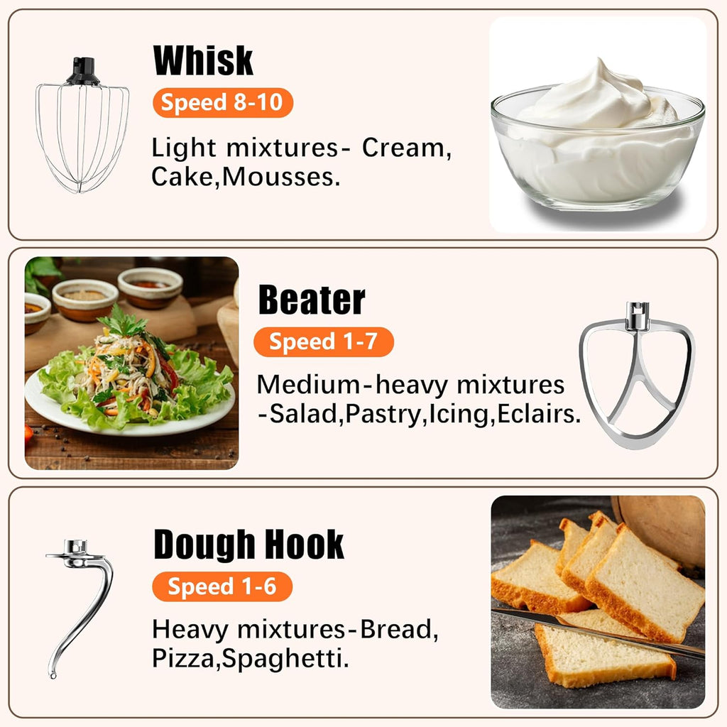 Stand Mixer, 6.5QT 660W 10-Speed Tilt-Head Electric Kitchen Stand Mixer, Food Mixer with Dishwasher-Safe Dough Hook, Egg Whisk, Flat Beater for Baking, Cake and Most Home Cooks (Black)