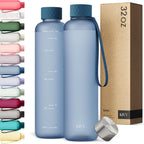 KIVY Slim Water Bottle 32oz [Lightweight & Shatterproof] Fits Backpack & Cupholder for Travel, Sports, School - Blue water bottle no straw - Cute aesthetic water bottles screw top - Dishwasher Safe