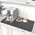 PoYang 31"x17" Coffee Mat X-Large, Coffee Bar Accessories for Countertop, Absorbent Dish Drying Mat, Anti-Slip and Hide Stain Pad for Espresso Machine, Espresso Maker and Kitchen Counter, Gray