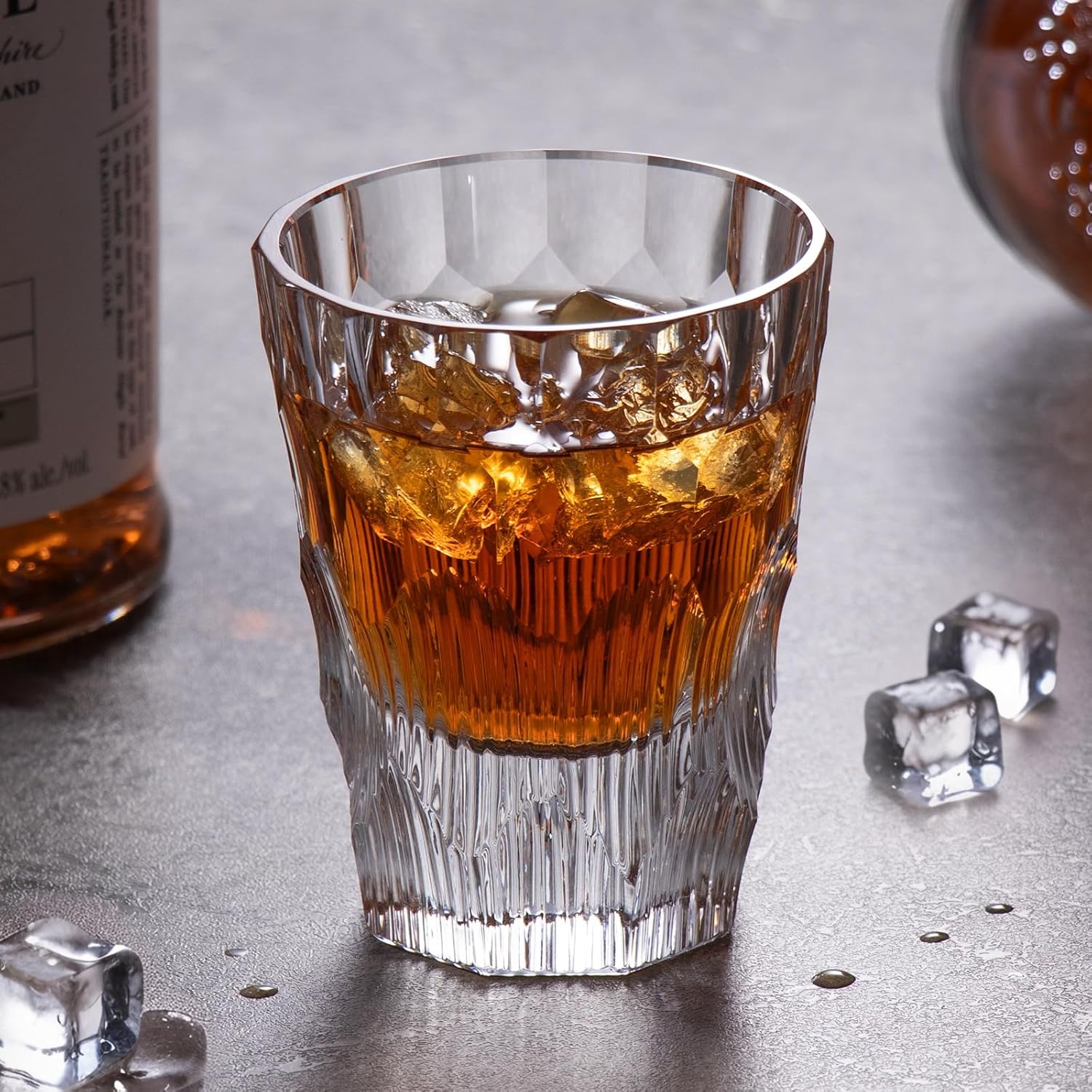 KAMMAK Crystal Whiskey Glasses Set of 2, Handcrafted 6.09oz Old Fashioned Glasses Stemless, Luxury Cocktail Glasses, Hand Blown Scotch Cup for Women, Men Gift for Rocks, Bourbon, Bar Barware