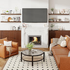 Heimlove 48 Inch Floating Shelves for Wall 8 Inch Deep Walnut Shelves Set of 2,Wall Mounted Rustic Wood Long Floating Shelf，Large Display & Storage Shelf with Invisible Brackets