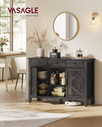VASAGLE LIRY Collection - Buffet Cabinet, Coffee Bar Cabinet with 3 Drawers, Adjustable Shelves, Sideboard Storage with Cable Holes, Drawer Dividers, Antique Charcoal UBBK371B02V1