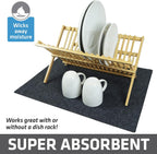 Drymate XL Dish Drying Mat, Oversized (19”x24”), Low-Profile, Super Absorbent, Quick Dry Fabric, Waterproof & Slip-Resistant, for Kitchen Counter, Trimmable, Easy to Clean (USA Made)(Charcoal)