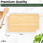 DECOMIL-Bamboo Wood Cutting Board Set of 2, Wood Serving Board, 15.25 x 8.25 Inch Chopping Boards for Charcuterie, Vegetables, Meat, for DIY projects