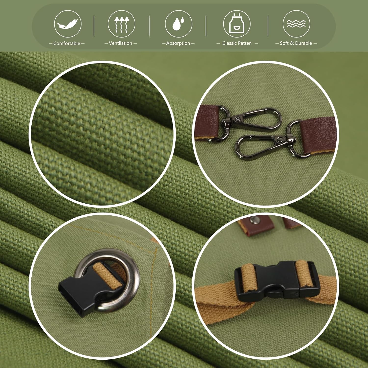 Kitchen Apron, Work Apron, Canvas, Multiple Pockets, Gardening, Painting, BBQ, Artist, Carpenter, Sizes M to XXL, Olive