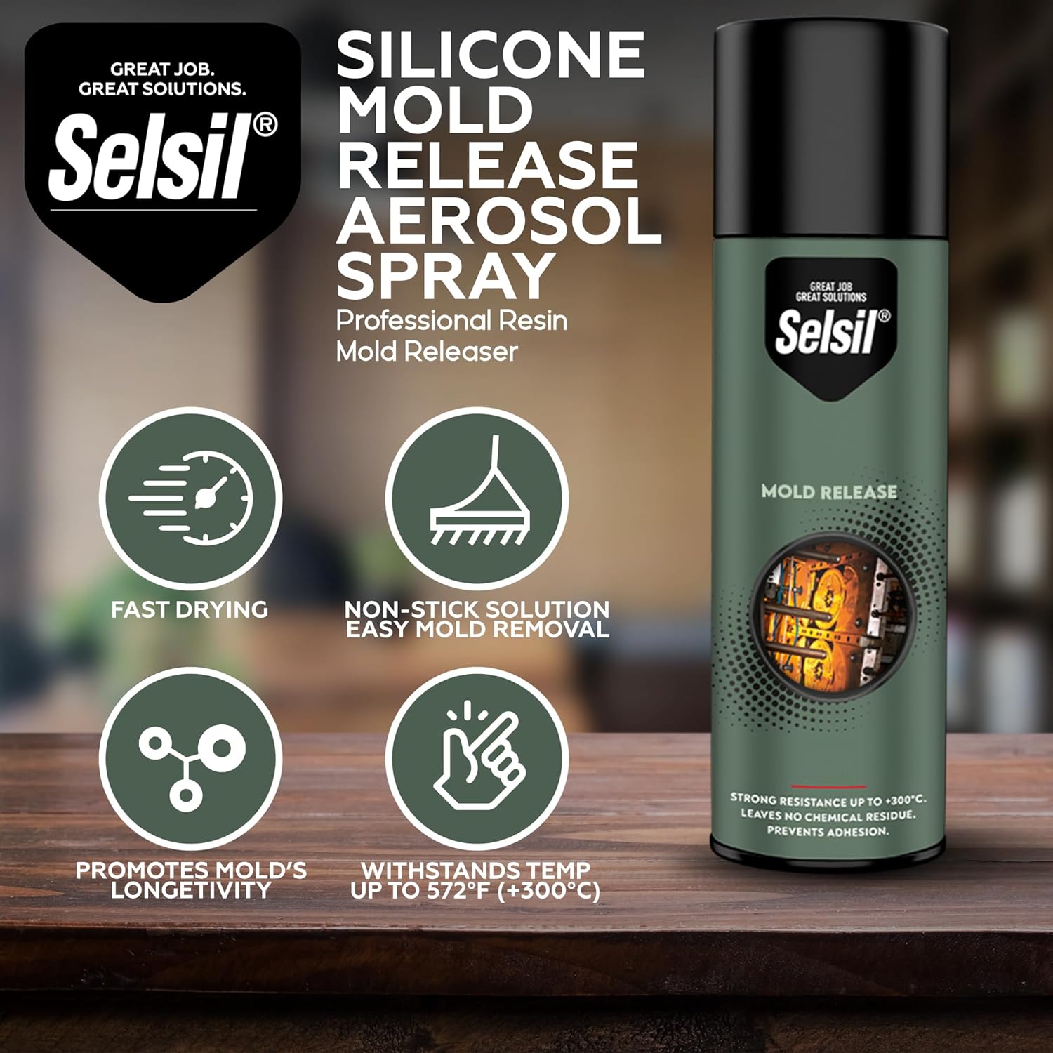 SELSIL Silicone Mold Release Aerosol Spray, Professional Resin Mold Releaser, Non-Stick, Fast-Drying & Easy Mold Removal, 13.5 Fl oz or 400 mL (Pack of 3)