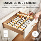 Square Spice Jars with Bamboo Wooden Lid (Pack of 24) Spice Jars with Shaker Insert and 240 Labels - Bamboo Lid Glass Container for Spice Organisation [4.3 in × 1.8 in]