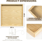 Axeman 20 Inch Large Square Wooden Ottoman Tray for Living Room|Extra Large Serving Tray with Handles for Coffee Table, Breakfast|Decorative Wood Tray for Ottoman Couch Sofa Kitchen|Natural